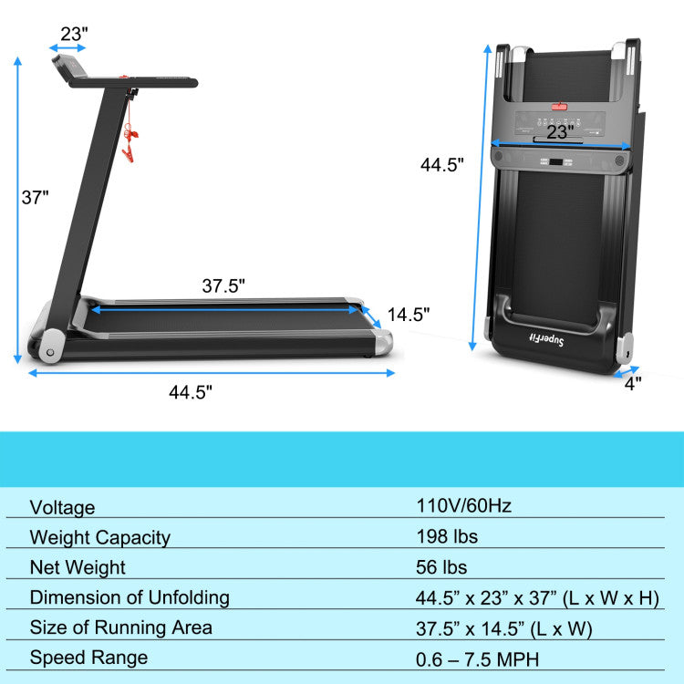Folding Compact Treadmill with APP Control Speaker and 12 Preset Programs