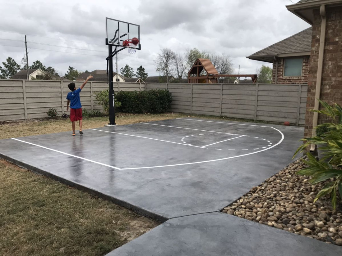 Concrete slab for a basketball Court