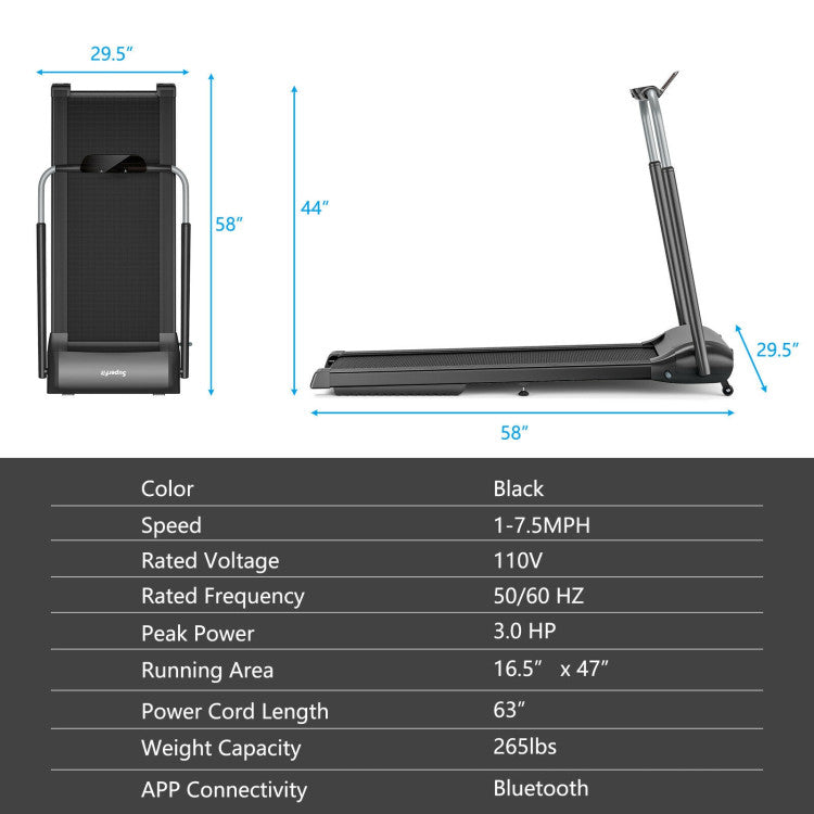 Compact Folding Treadmill with Touch Screen APP Control