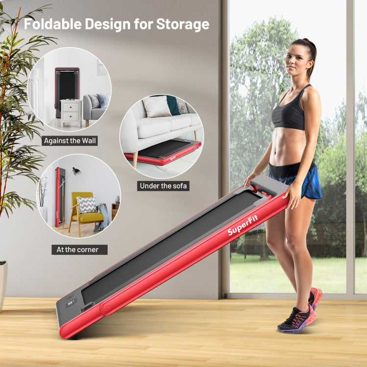 2.25 HP 2-in-1 Folding Walking Pad Treadmill with Dual Display and App Control