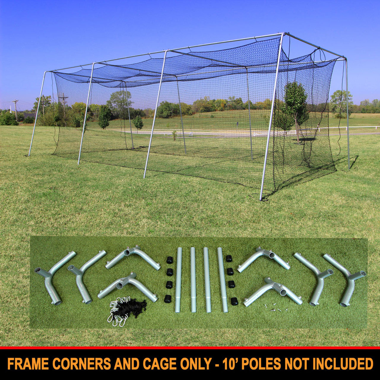 Cimarron 50x12x10 #24 Batting Cage & Frame Corners (10' Poles Not Included)