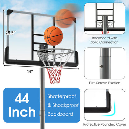 Basketball Hoop with 5.4-6.6FT Adjustable Height and 50 Inch Backboard