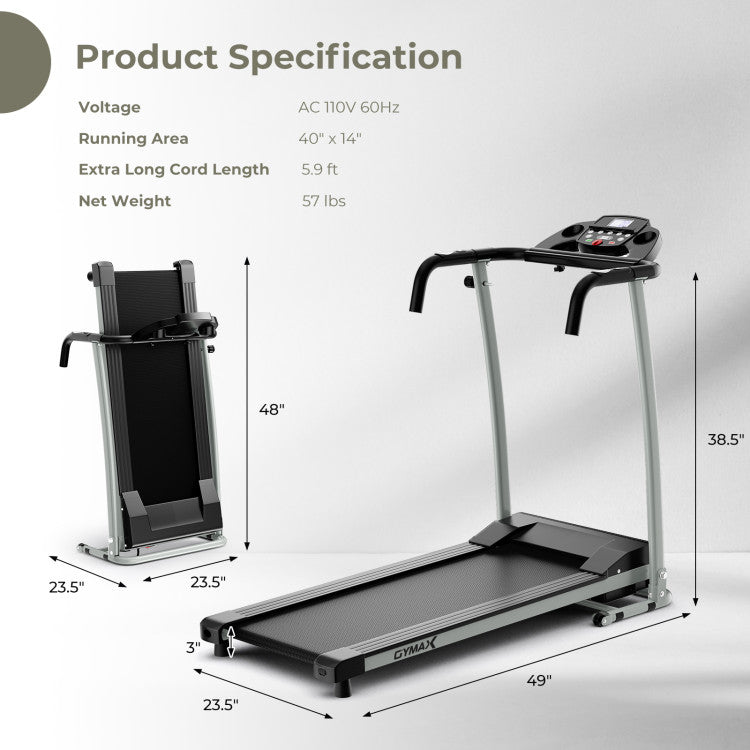 Folding Treadmill with 12 Preset Programs and LCD Display
