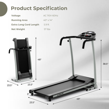 Folding Treadmill with 12 Preset Programs and LCD Display