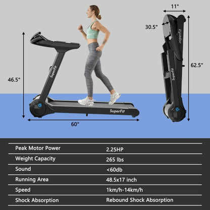 2.25HP Folding Treadmill with Bluetooth Speaker